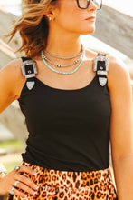 Load image into Gallery viewer, Black Buckle Strap Western Tank Top
