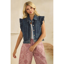 Load image into Gallery viewer, Denim Vest with Front Pleat Details and Ruffles
