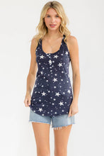 Load image into Gallery viewer, Star Print Henley Tank Top
