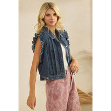 Load image into Gallery viewer, Denim Vest with Front Pleat Details and Ruffles