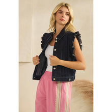 Load image into Gallery viewer, Denim Vest with Front Pleat Details and Ruffles