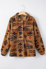 Load image into Gallery viewer, Khaki Western Aztec Pattern Fleece Shacket