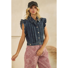 Load image into Gallery viewer, Denim Vest with Front Pleat Details and Ruffles