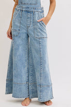 Load image into Gallery viewer, DENIM OVERALL WIDE-LEG JUMPSUIT