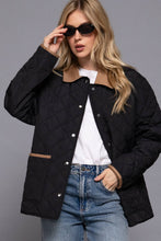 Load image into Gallery viewer, Long Sleeve Contrast Lapel Collar Quilted Puffer Work Jacket