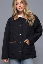 Load image into Gallery viewer, Long Sleeve Contrast Lapel Collar Quilted Puffer Work Jacket