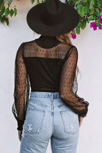 Load image into Gallery viewer, Sheer Dotty Long Sleeve Ribbed Velvet Bodysuit