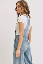 Load image into Gallery viewer, DENIM OVERALL WIDE-LEG JUMPSUIT