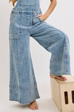 Load image into Gallery viewer, DENIM OVERALL WIDE-LEG JUMPSUIT