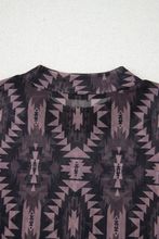 Load image into Gallery viewer, Brown Aztec Print Mock Neck Short Sleeve Mesh T Shirt