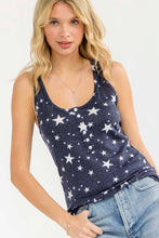 Load image into Gallery viewer, Star Print Henley Tank Top