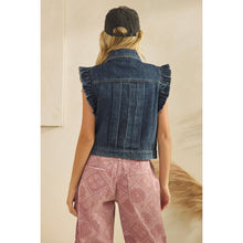 Load image into Gallery viewer, Denim Vest with Front Pleat Details and Ruffles
