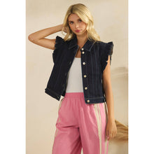 Load image into Gallery viewer, Denim Vest with Front Pleat Details and Ruffles
