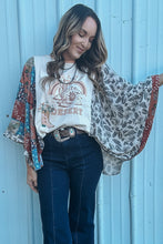Load image into Gallery viewer, Multicolour Asymmetric Printed Patchwork Sleeve Peace Desert Graphic Top