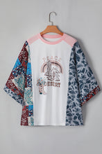 Load image into Gallery viewer, Multicolour Asymmetric Printed Patchwork Sleeve Peace Desert Graphic Top