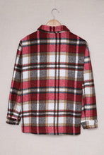 Load image into Gallery viewer, Fiery Red Geometric Plaid Print Pocketed Shacket