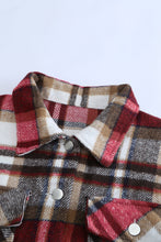 Load image into Gallery viewer, Fiery Red Geometric Plaid Print Pocketed Shacket