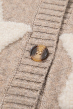 Load image into Gallery viewer, Khaki Sherpa Star Pattern Textured Sweater Cardigan with Pockets