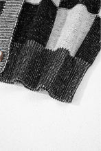 Load image into Gallery viewer, Black Checkered Drop Shoulder Buttoned V Neck Cardigan
