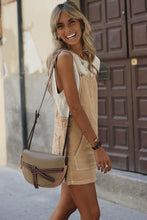 Load image into Gallery viewer, Parchment Side Buttons Sleeveless Overall Mini Dress