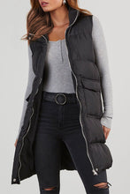 Load image into Gallery viewer, Black Windproof Longline Full Zipper Puffer Vest with Pockets