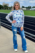 Load image into Gallery viewer, Go Team Go Blue White Star Mesh Top