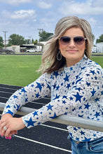 Load image into Gallery viewer, Go Team Go Blue White Star Mesh Top
