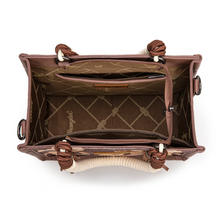Load image into Gallery viewer, Wrangler Cow Print Tote/Crossbody lt coffee
