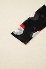 Load image into Gallery viewer, Santa Print Sheer Mesh Mock Neck Slim Fit Long Sleeve Top