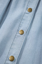 Load image into Gallery viewer, Mist Blue Fully Buttoned Long Denim Skirt