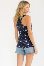 Load image into Gallery viewer, Star Print Henley Tank Top