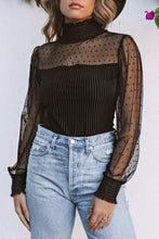 Load image into Gallery viewer, Sheer Dotty Long Sleeve Ribbed Velvet Bodysuit