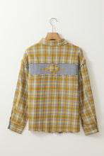 Load image into Gallery viewer, Plaid Embroidery Patch Button-Down Shacket GINGER