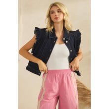 Load image into Gallery viewer, Denim Vest with Front Pleat Details and Ruffles