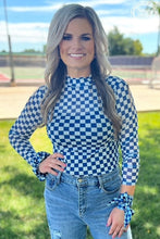 Load image into Gallery viewer, Blue and White Pep Rally Mesh Top