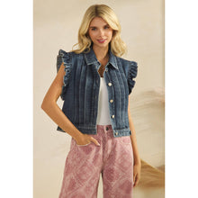 Load image into Gallery viewer, Denim Vest with Front Pleat Details and Ruffles