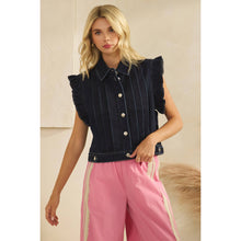 Load image into Gallery viewer, Denim Vest with Front Pleat Details and Ruffles