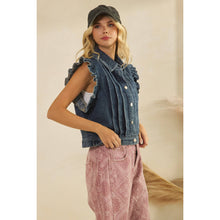 Load image into Gallery viewer, Denim Vest with Front Pleat Details and Ruffles
