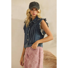 Load image into Gallery viewer, Denim Vest with Front Pleat Details and Ruffles
