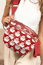 Load image into Gallery viewer, Fiery Red Christmas Theme Double Zip PU Leather Crossbody Bag
