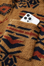 Load image into Gallery viewer, Khaki Western Aztec Pattern Fleece Shacket
