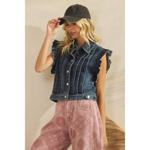 Load image into Gallery viewer, Denim Vest with Front Pleat Details and Ruffles
