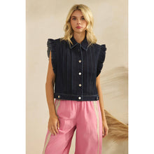 Load image into Gallery viewer, Denim Vest with Front Pleat Details and Ruffles
