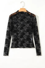 Load image into Gallery viewer, Sheer Floral Lace Mesh Mock Neck Long Sleeve Top
