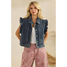 Load image into Gallery viewer, Denim Vest with Front Pleat Details and Ruffles
