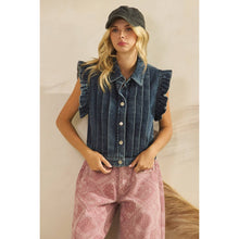 Load image into Gallery viewer, Denim Vest with Front Pleat Details and Ruffles
