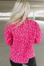Load image into Gallery viewer, Pink Leopard Print Button Cuffs Raw Hem Jacket
