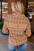 Load image into Gallery viewer, Plaid Embroidery Patch Button-Down Shacket
