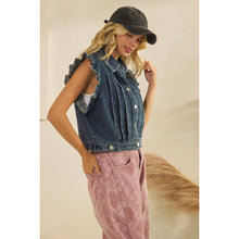 Load image into Gallery viewer, Denim Vest with Front Pleat Details and Ruffles

