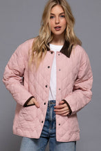 Load image into Gallery viewer, Long Sleeve Contrast Lapel Collar Quilted Puffer Work Jacket
